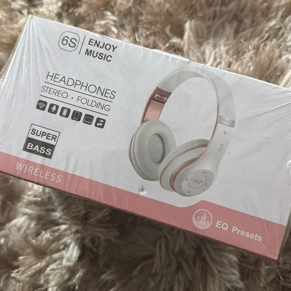 Wireless Pink and White Headphones